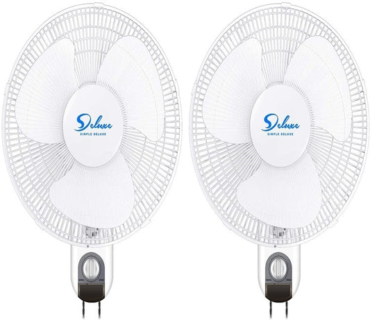 Adjustable Tilt, Quiet Operation Household Wall Mount Fans Oscillating, 2 Pack, White