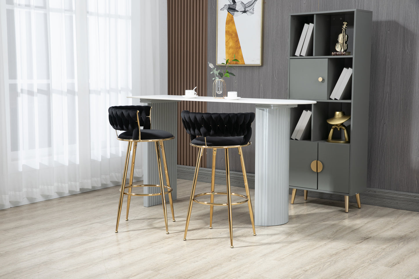 Bar Stools with Back and Footrest Counter Height Bar Chairs
