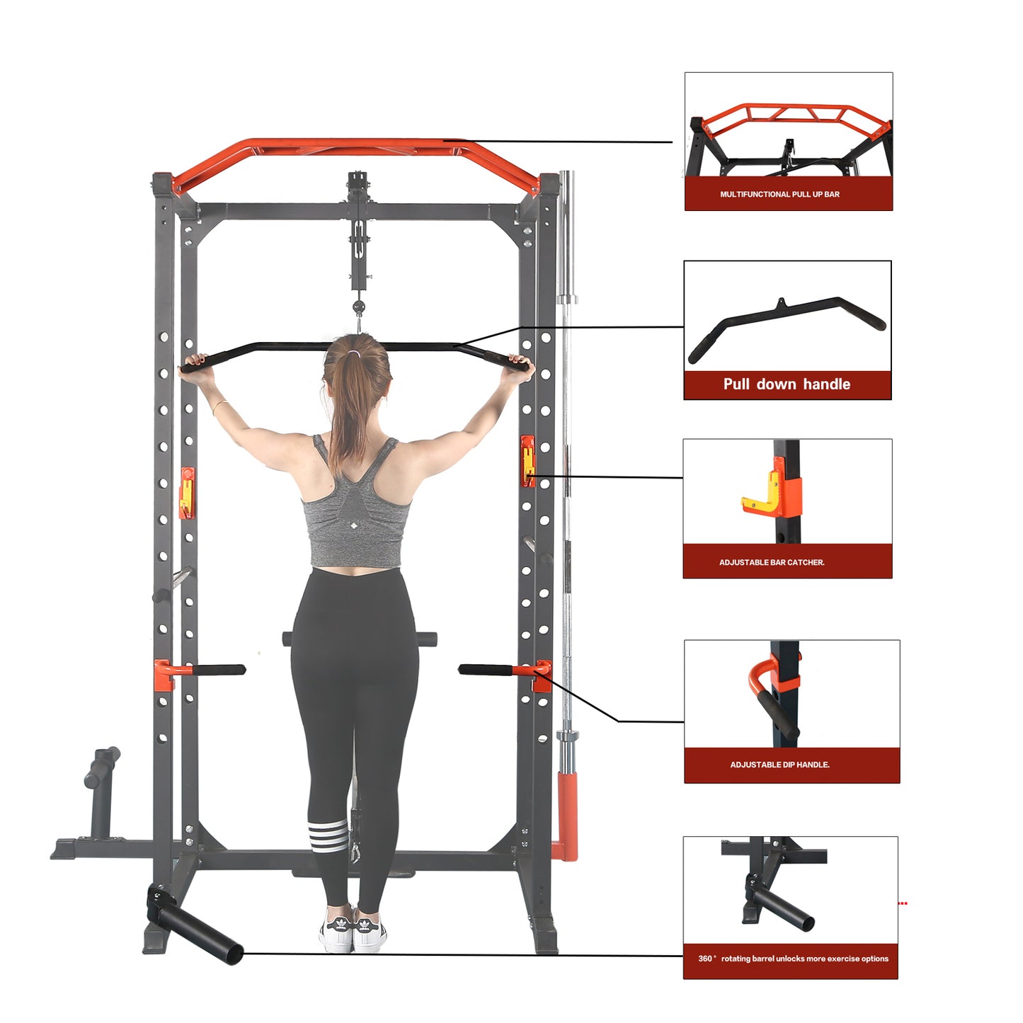 Multifunctional Barbell Rack 1400LBS Capacity Barbell Weight Rack Home Gym Fitness Adjustable Squat Rack Weight Lifting Bench Press Push-ups