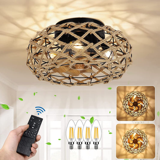 Farmhouse Dimmable Ceiling Fans with Lights and Remote Control