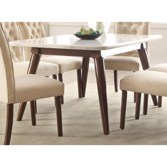 Gasha Dining Table in White Marble & Walnut