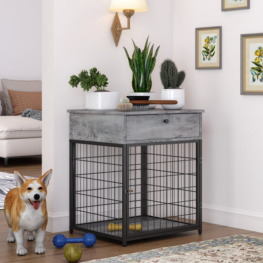 Furniture Dog Crates for small dogs Wooden Dog Kennel Dog Crate End Table, Nightstand (Grey)
