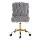 Arundell Office Chair in Gray Faux Fur & Gold Finish