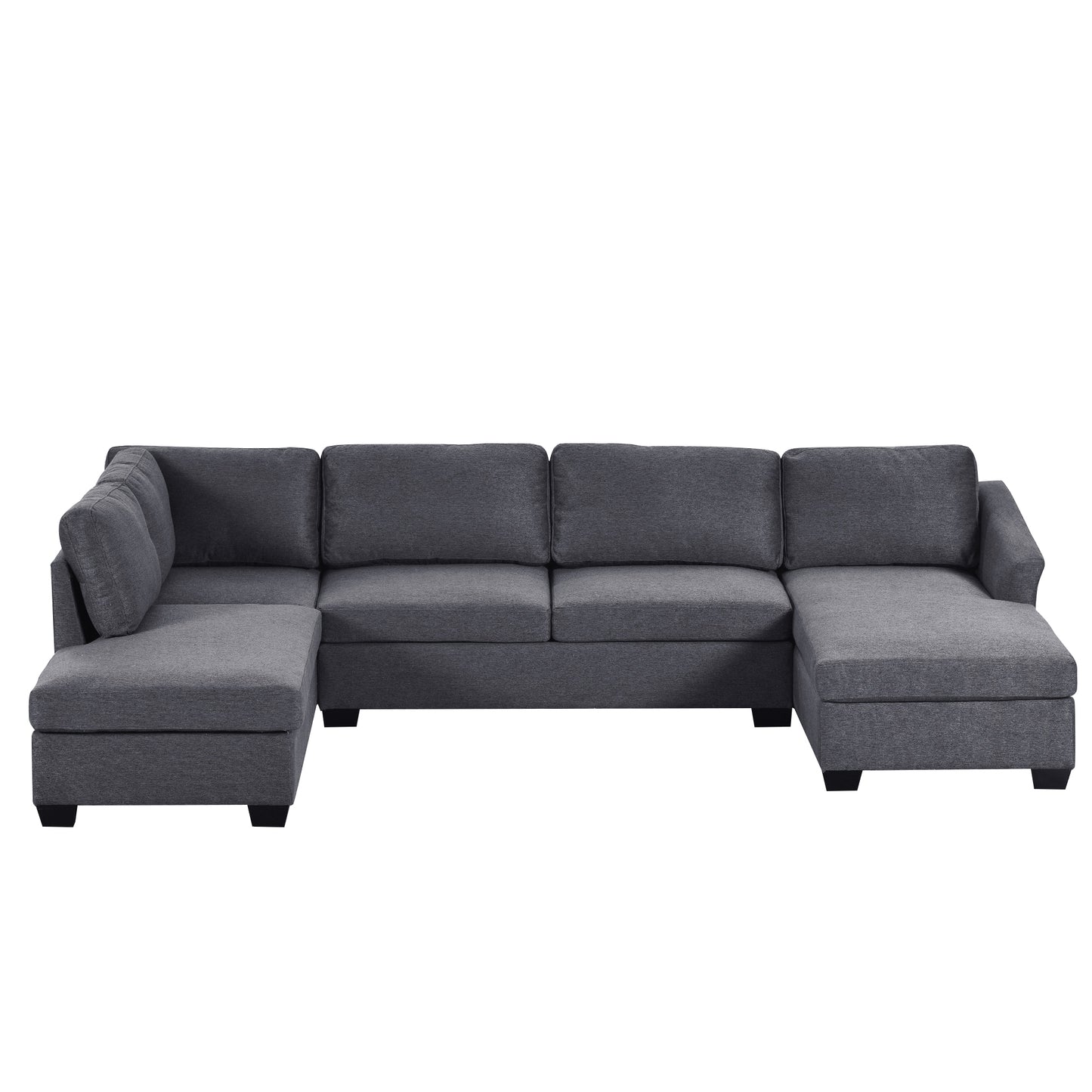 Modern Large U-Shape Sectional Sofa, Double Extra Wide Chaise Lounge Couch, Grey