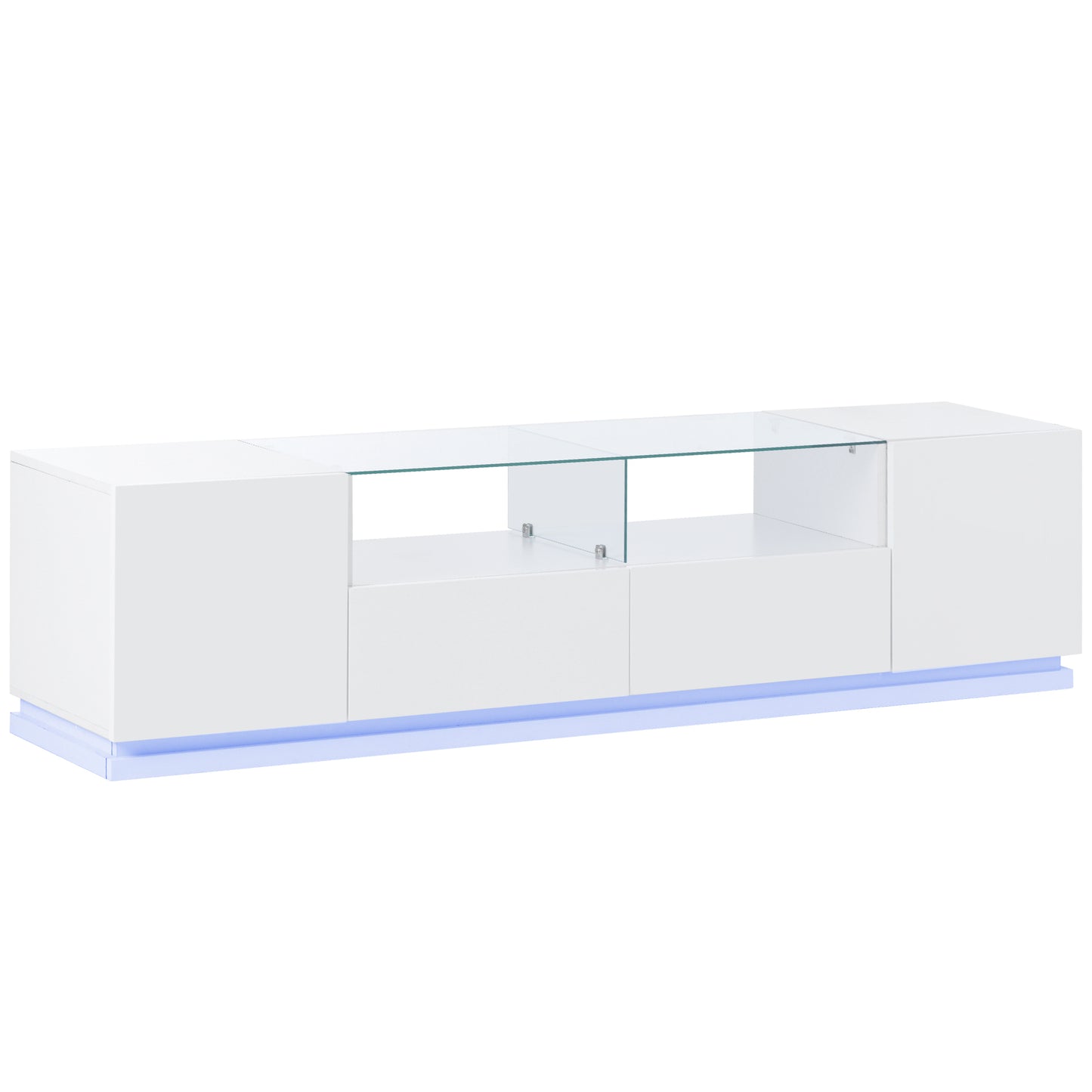 TV Stand with Tempered Glass, Modern High Gloss Entertainment Center for TVs Up to 70"