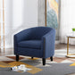 accent Barrel chair living room chair with nailheads and solid wood legs Black Navy Linen