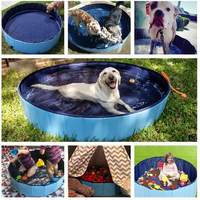 48" Foldable Dog Pool Pet Bath Pools Outdoor Swimming-Pool for Large Dogs Blue