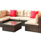 Patio Furniture Set PE Rattan Sectional Garden Furniture Corner Sofa Set (7 Pieces, Shallow brownCushion)