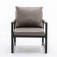 Furniture, Modern Faux Leather Accent Chair with Black Powder Coated Metal Frame, Single Sofa for Living Room Bedroom, Gray
