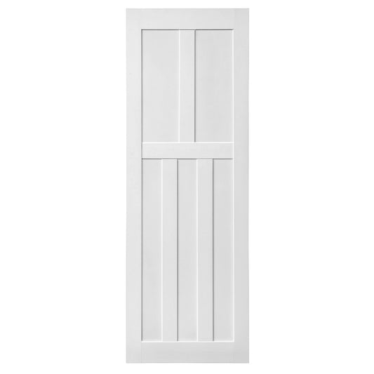 30" x 80" Five Panel Wood Primed Standard Door Slab, DIY Unfinished Solid Wood Paneled Door, Interior Single Door Slab, Pre-Drilled Ready to Assemble
