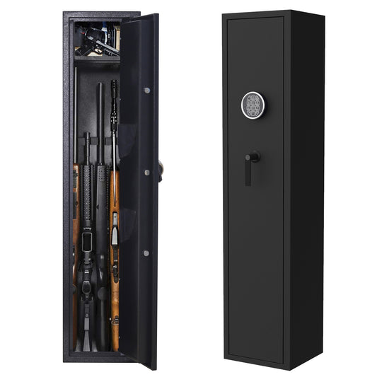 Gun Safe, Rifle Safe Gun Storage Cabinet (4-5 Rifle and 2 Pistol) with Digital Keypad Lock, Quick Access Electronic Firearm Gun Security Cabinet, Black