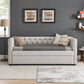 Daybed with Trundle Upholstered Tufted Sofa Bed, with Button and Copper Nail on Square Armsoth Twin Size, Beige5"42.5"31.5"