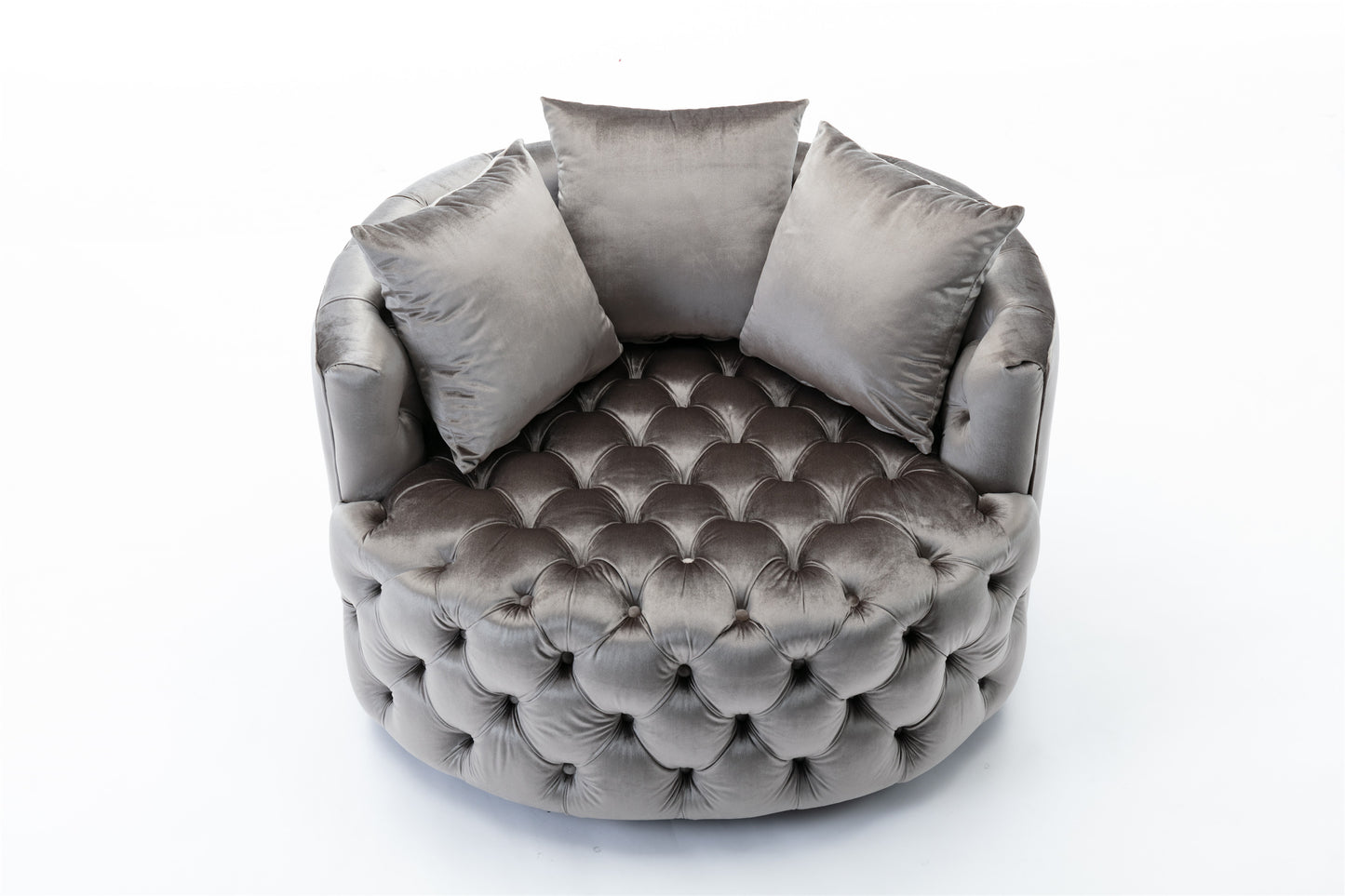 Modern Akili swivel accent chair barrel chair for hotel living room / Modern leisure chair Silver Grey