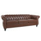 House 84' BLACK PU Rolled Arm Chesterfield Three Seater Sofa.
