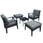 Patio Furniture Outdoor Chair And Ottoman 5 Pieces Rattan Seating Group with Cushions