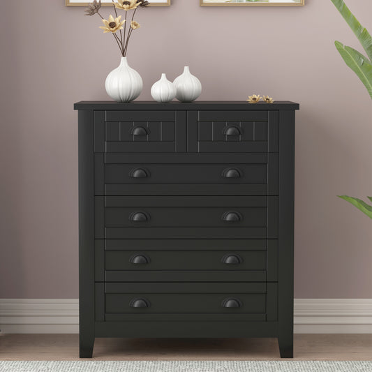 DRAWER DRESSER CABINETAR CABINET, storge cabinet, lockers, retro shell-shaped handle, can be placed in the living room, bedroom, dining room, black