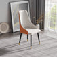 Modern dining chair PU leather metal legs-white+orange-2pcs/ctn
