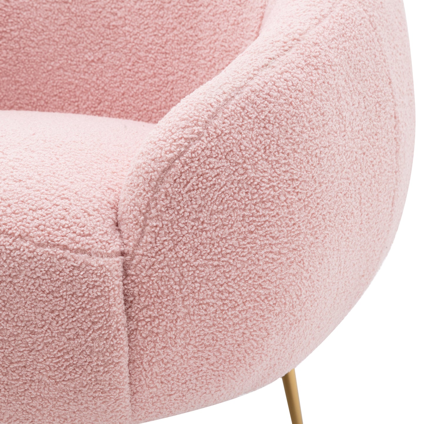 Modern Comfy Leisure Accent Chair, Teddy Short Plush Particle Velvet Armchair with Ottoman for Living Room