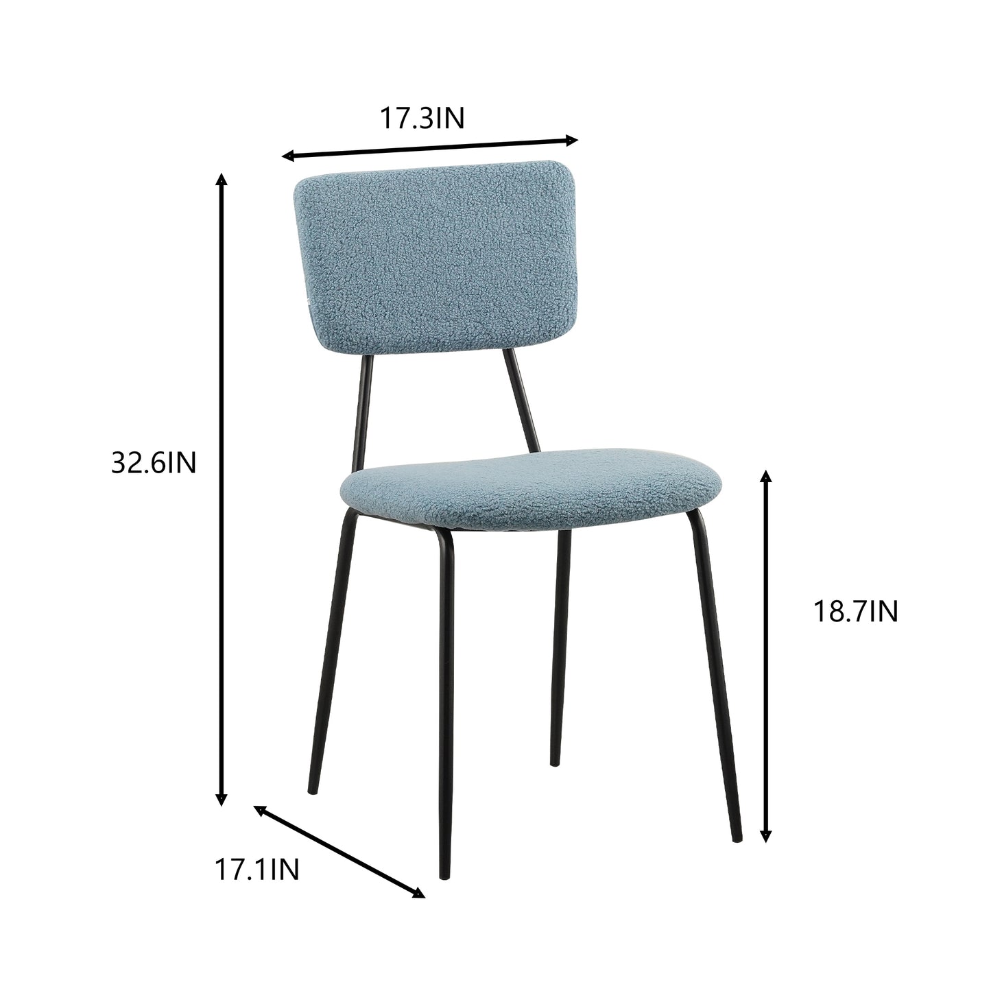 Dining Room Chairs Set of 4, Modern Comfortable Feature Chairs with Faux Plush Upholstered Back and Chrome Legs, Kitchen Side Chairs for Indoor Use: Home, Apartment (4 Blue Chairs)