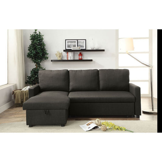 Hiltons Sectional Sofa w/Sleeper in Charcoal Linen