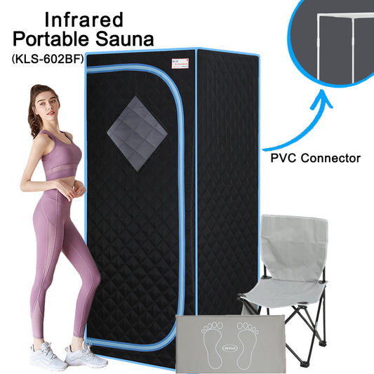 Portable Full Size Black Infrared Sauna tent"ÂPersonal Home Spa, with Infrared Panels, Heating Foot Pad, Controller, Foldable Chair, Reading light.Easy to Install.Fast heating, with FCC Certification.