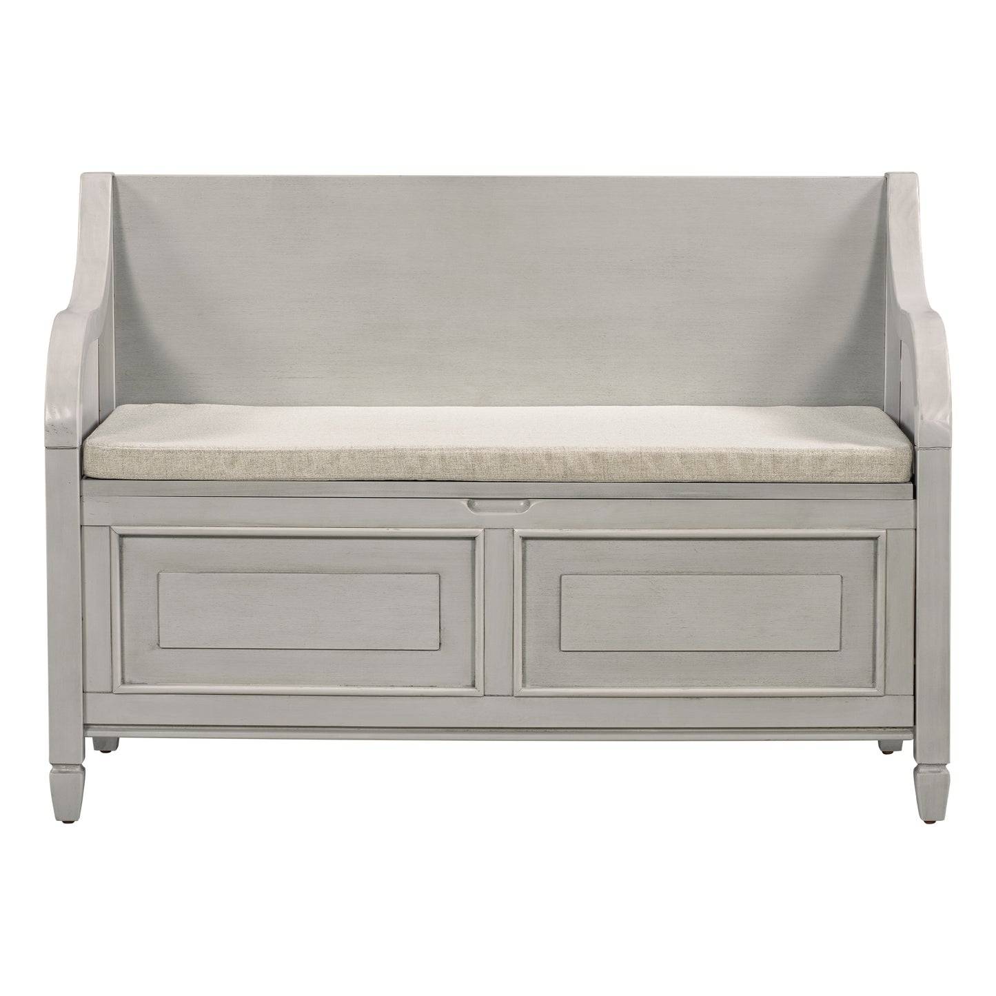 42"Rustic Style Solid wood Entryway Multifunctional Storage Bench with Safety Hinge (Gray Wash + Beige)
