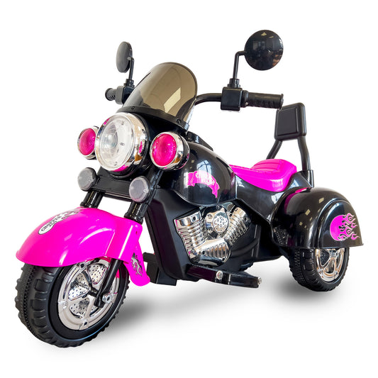 Kids Ride On Motorcycle Toy, 3-Wheel Chopper Motorbike with LED Colorful Headlights Horn, Pink 6V Battery Powered Riding on Electric Harley Motorcycle for Boys Girls