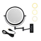 8-inch Wall Mounted Makeup Vanity Mirror, 3 colors Led lights, 1X/10X Magnification Mirror, 360 degree Swivel with Extension Arm (Black)