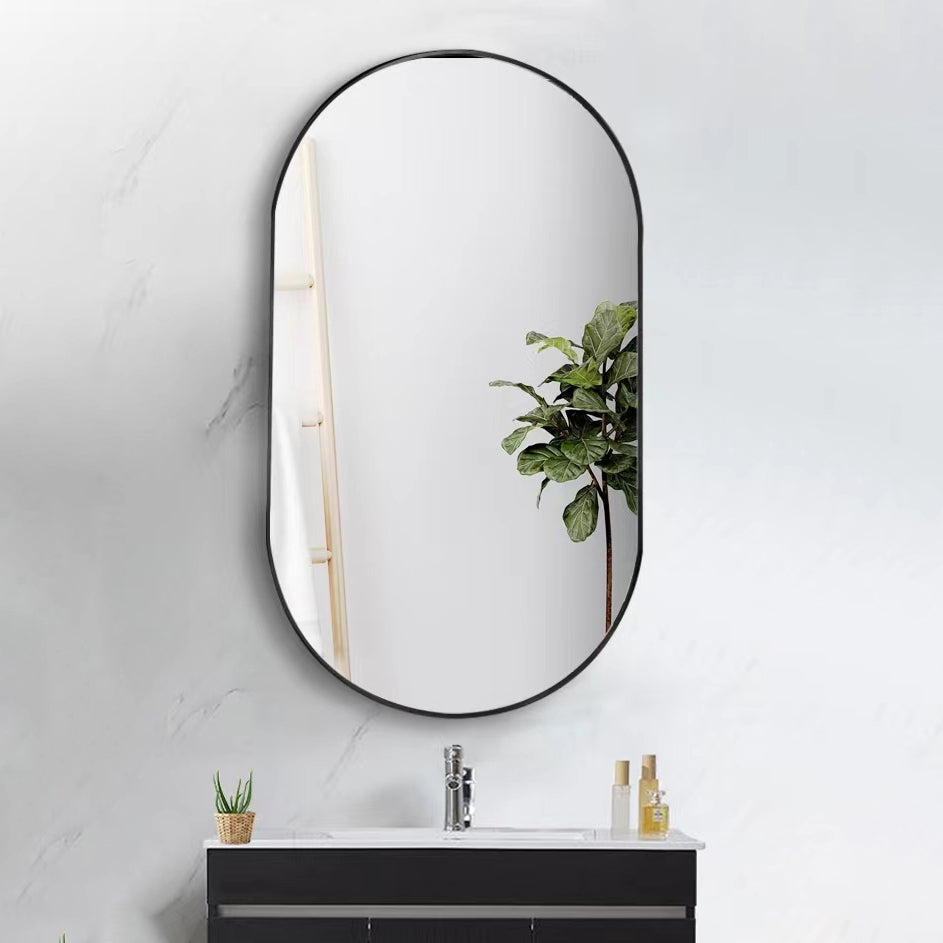 Wall Mounted Mirror, 36" FanÂx18" Fan& Pre-Set Hooks for Vertical & Horizontal Hang, Ideal for Bedroom, Bathroom