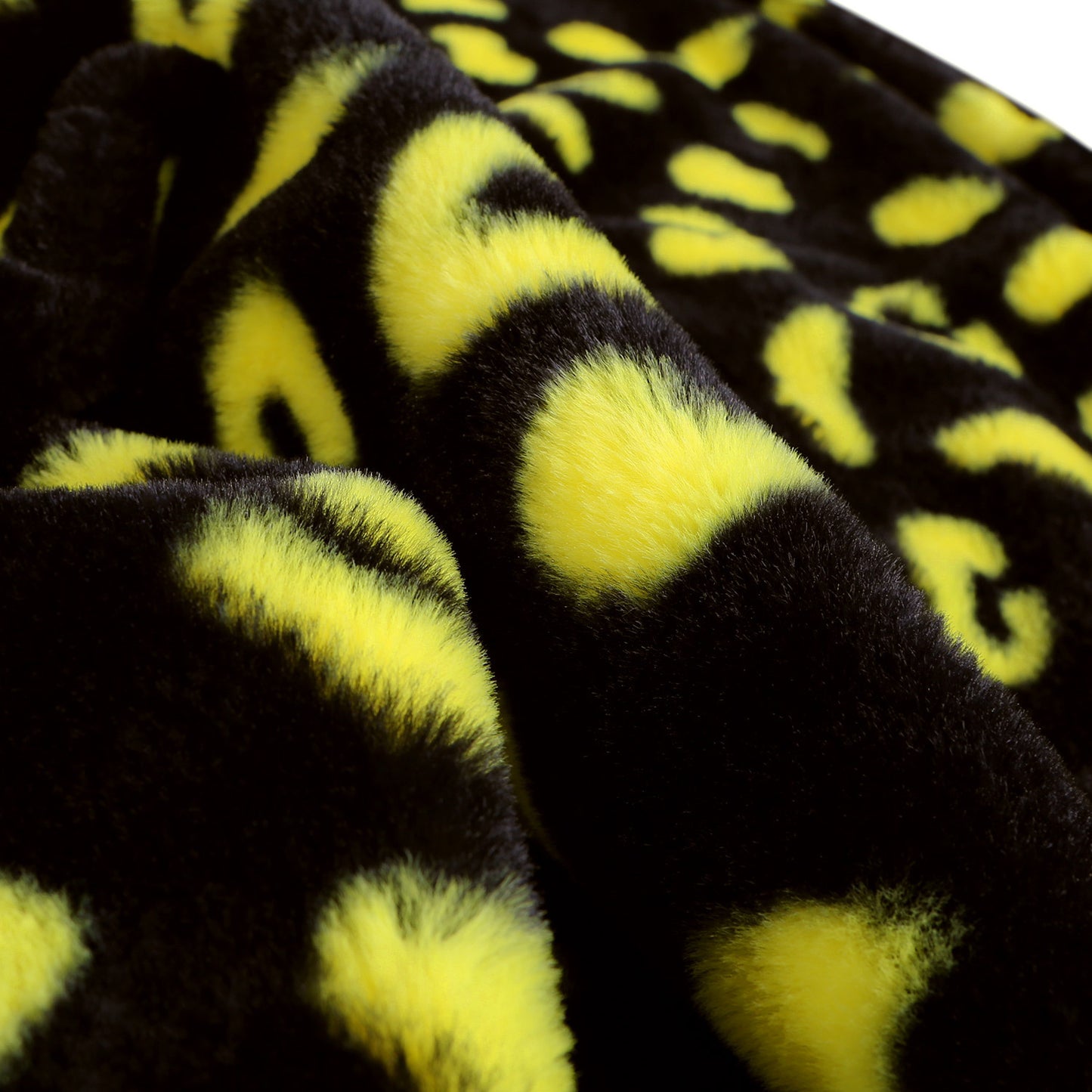 Printed Faux Rabbit Fur Throw, Lightweight Plush Cozy Soft Blanket, 60"x70" Black Leopard (2 Pack Set of 2)