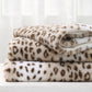 Printed Faux Rabbit Fur Throw, Lightweight Plush Cozy Soft Blanket, 60" x 70", Sand Leopard (2 Pack Set of 2)