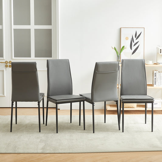 Dining chairs set of 4, Grey modern kitchen chair with metal leg