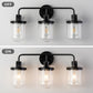 Wall Sconces Set of 3 with Clear Glass Shade, Modern Wall Sconce, Industrial Indoor Wall Light Fixture for Bathroom Living Room Bedroom Over Kitchen Sink, E26 Socket, Bulbs Not Included