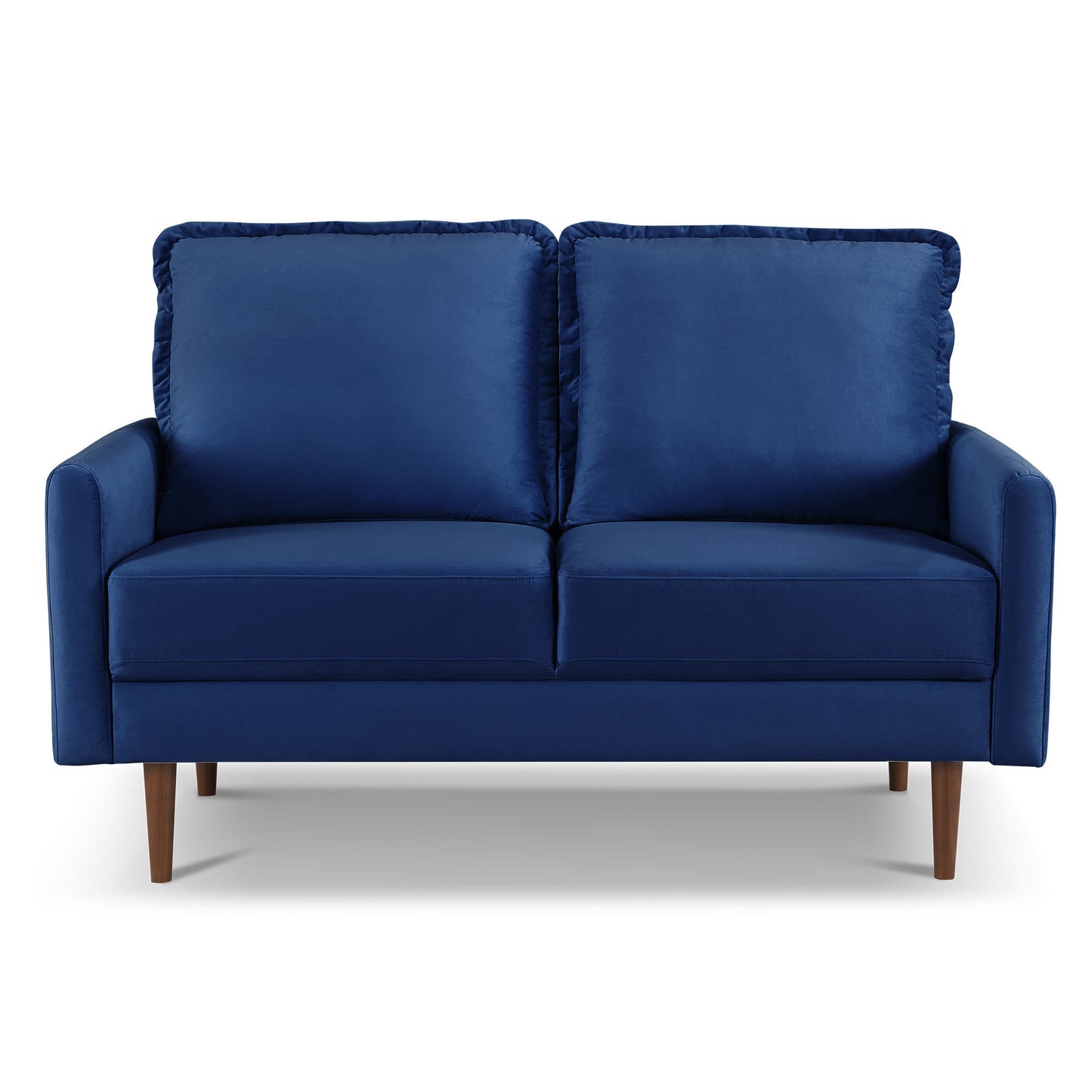 57.1" Upholstered Velvet Sofa Couch, Modern Craftsmanship Seat with 3-Seater Cushions & Track Square Armrest - Blue