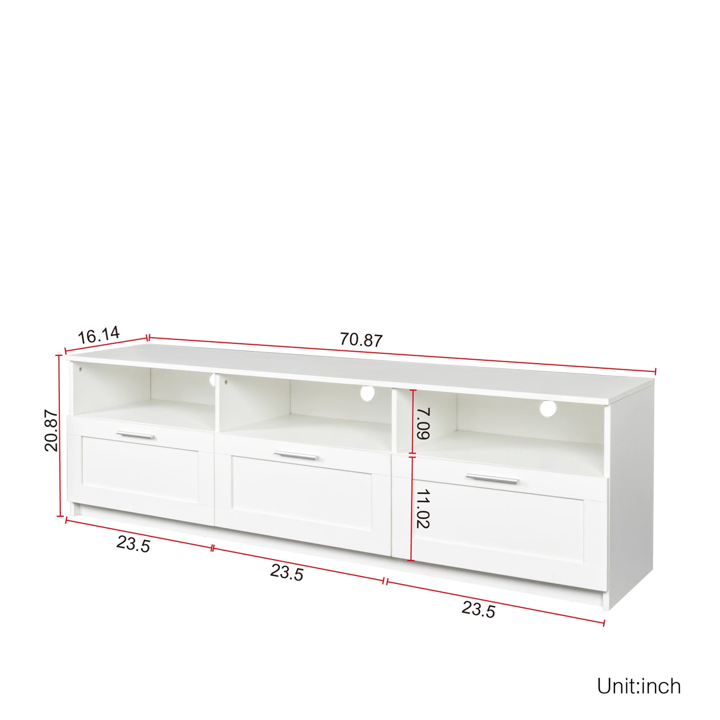 White modern minimalist TV cabinet 80 inch TV stand, open locker Living Room Bedroom