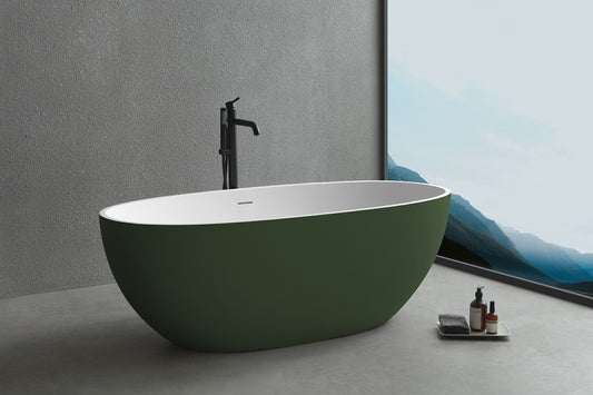 65" free standing artificial stone solid surface bathtub