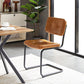 Brown modern simple style dining chair PU leather black metal pipe dining room furniture chair set of 2