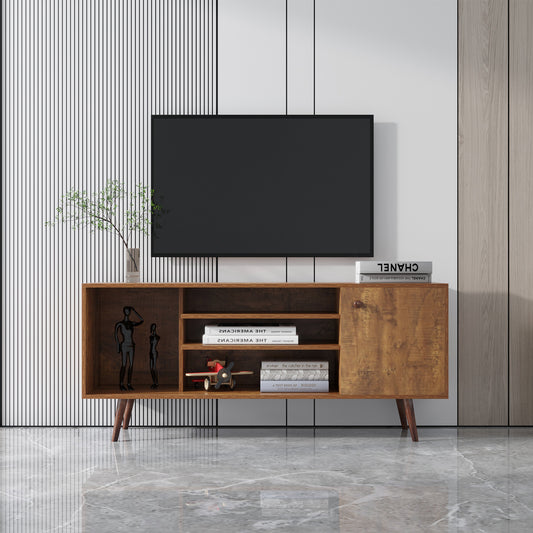 TV Stand Use in Living Room Furniture with 1 storage and 2 shelves Cabinet, high quality particle board, Walnut