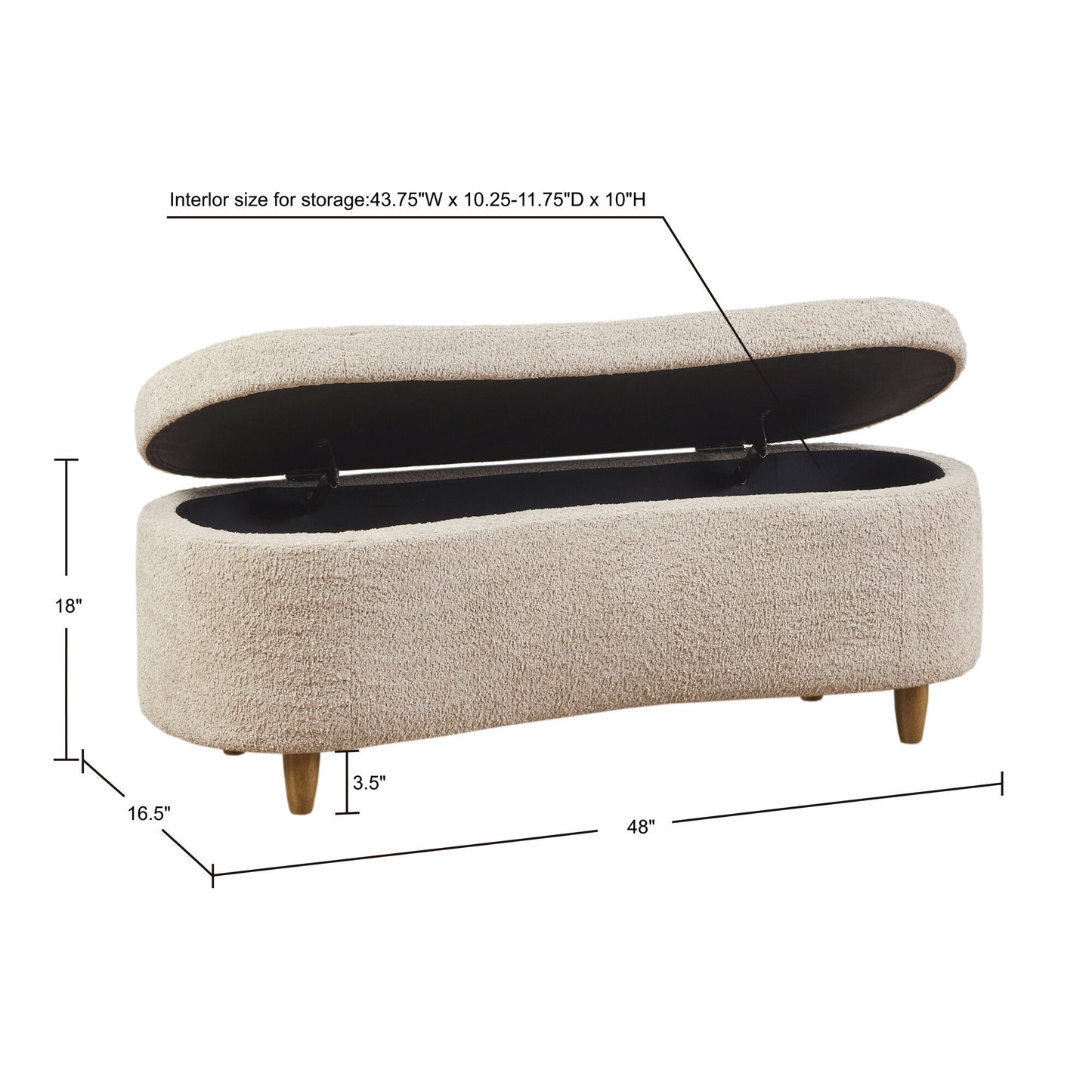 Bailey Boucle Flip Top Storage Bench