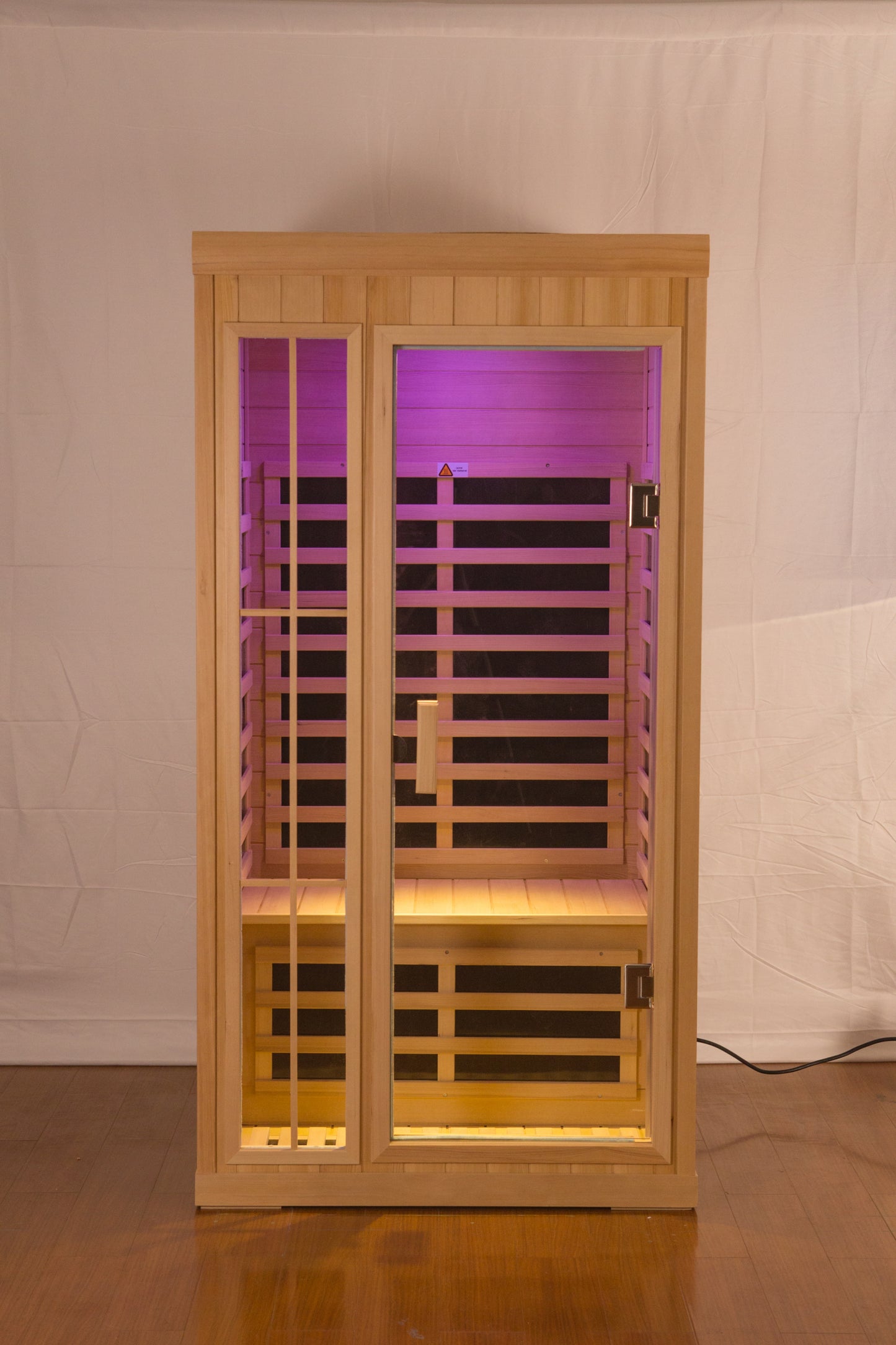 Deluxe version Plus One person Far infrared Hemlock Sauna room with LED colour lights