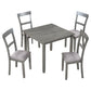 5 Piece Dining Table Set Industrial Wooden Kitchen Table and 4 Chairs for Dining Room (Grey)
