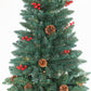 Artificial Slim Christmas Tree Pre-lit Pencil Feel Real Skinny Fir Tree with Cones and Berries 7.5ft foldable metal stand