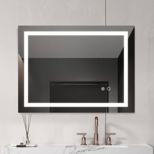 32x24 LED Lighted Bathroom Wall Mounted Mirror with High Lumen+Anti-Fog Separately Control+Dimmer Function