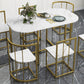 Modern 7-Piece Dining Table Set with Faux Marble Compact 55Inch Kitchen Table Set for 6, Golden+White