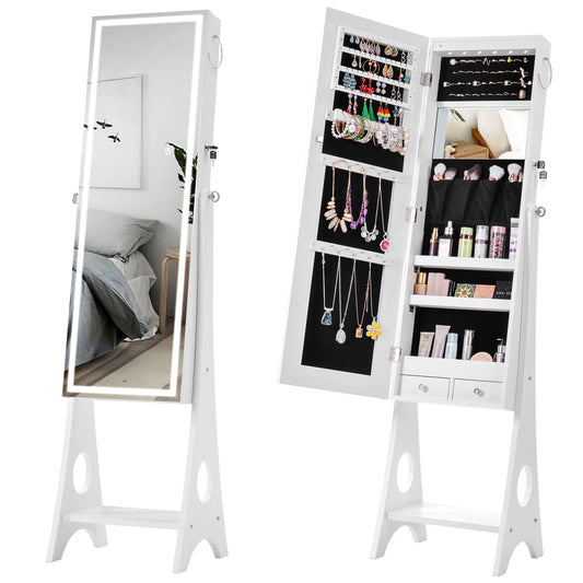 Fashion Simple Jewelry Storage Mirror Cabinet With LED Lights, For Living Room Or Bedroom