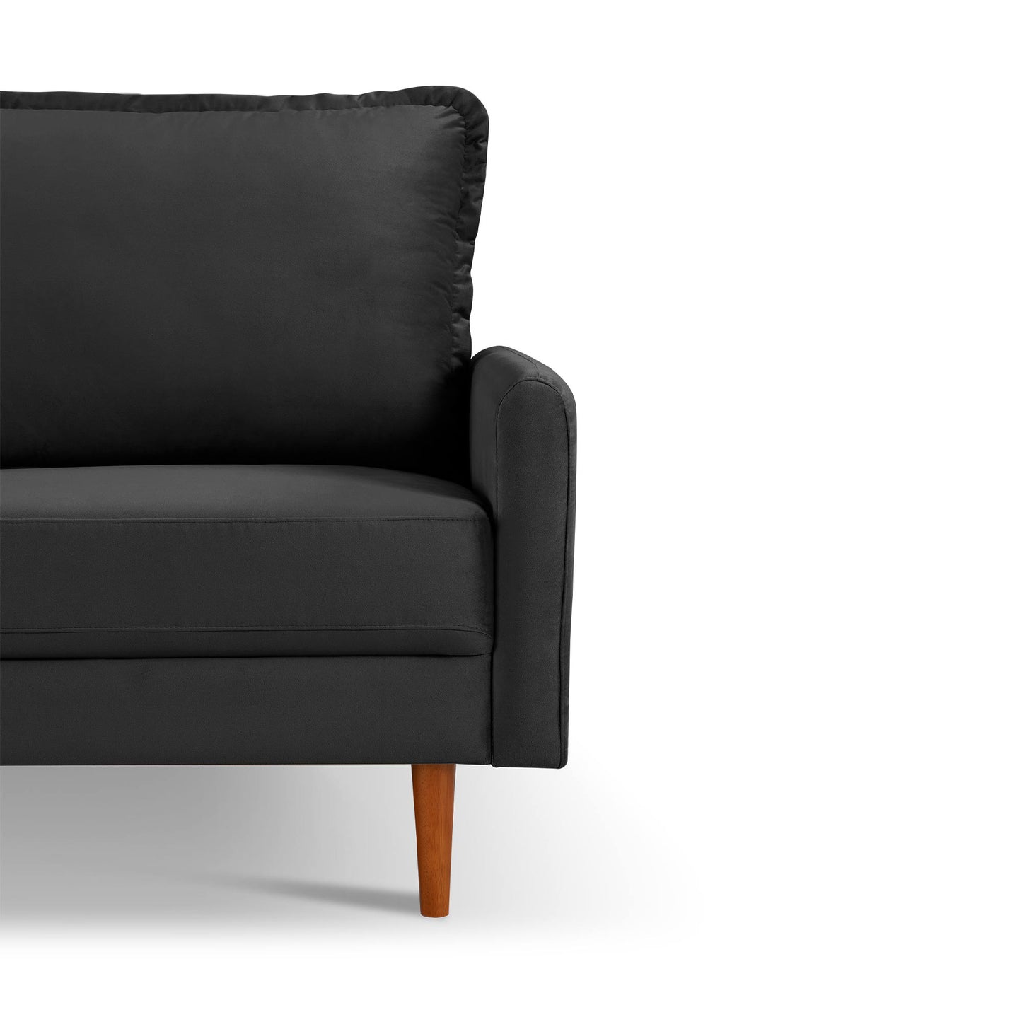 57.1" Upholstered Velvet Sofa Couch, Modern Craftsmanship Seat with 3-Seater Cushions & Track Square Armrest - Black