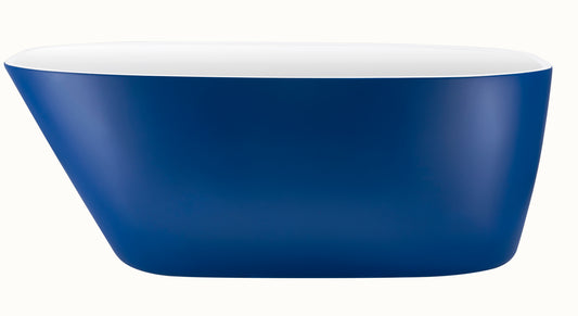63" 100% Acrylic Freestanding Bathtub, Contemporary Soaking Tub, white inside and blue outside