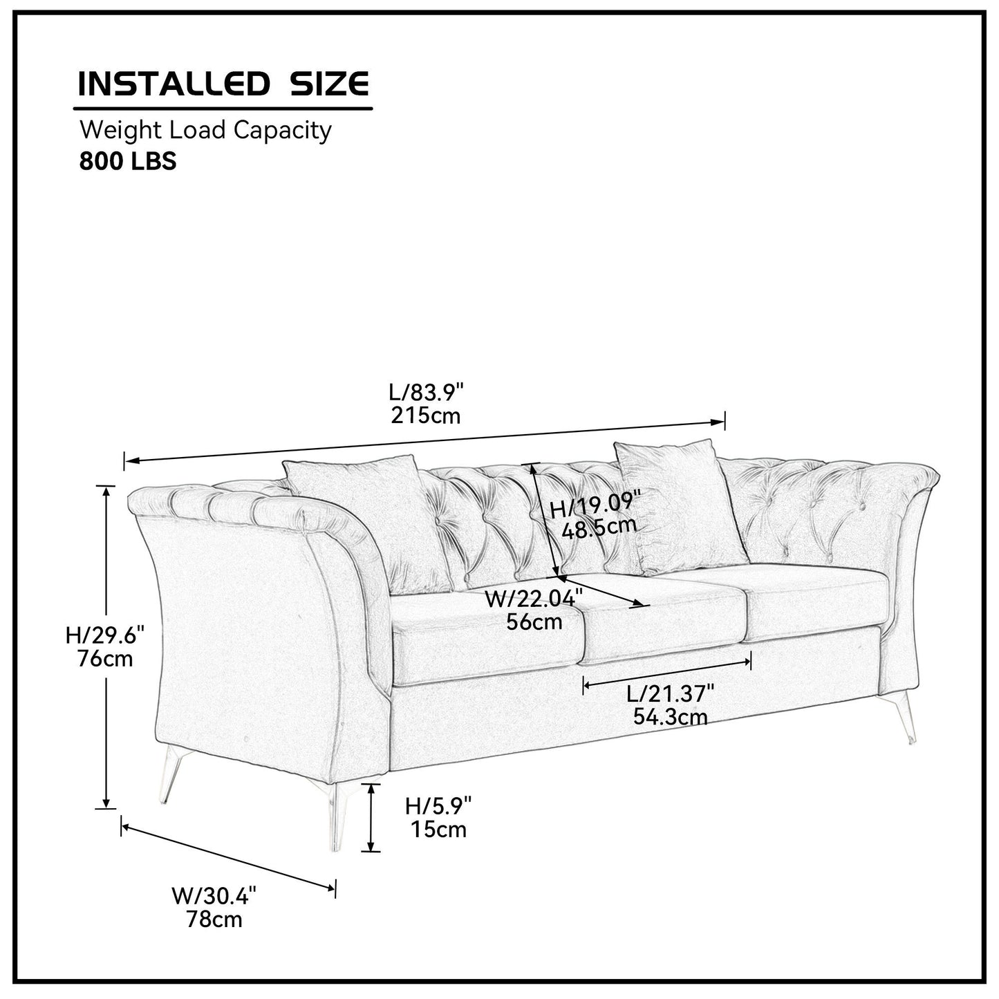 Modern Chesterfield Curved Sofa Tufted Velvet Couch 3 Seat Button Tufed Couch with Scroll Arms and Gold Metal Legs Grey