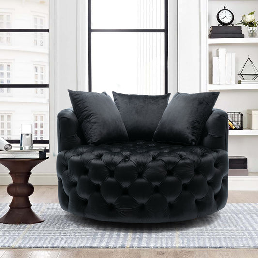 Modern Akili swivel accent chair barrel chair for hotel living room / Modern leisure chair Black