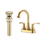 4 inches Centerset Bathroom Faucet 360 degree Swivel Spout, with Pop Up Drain - Brushed Gold